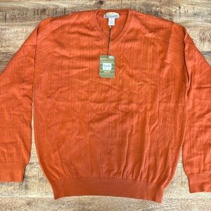 Bobby Chan Silk Cotton Mens Sweater Long Sleeve Sz XXL Vneck Melon (6)